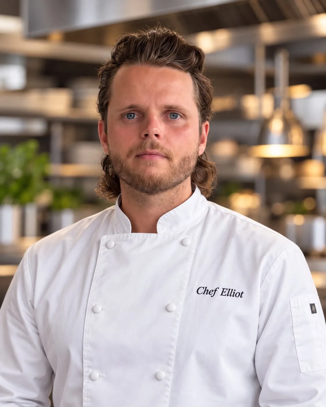 Portrait of Chef Elliot in his chef whites